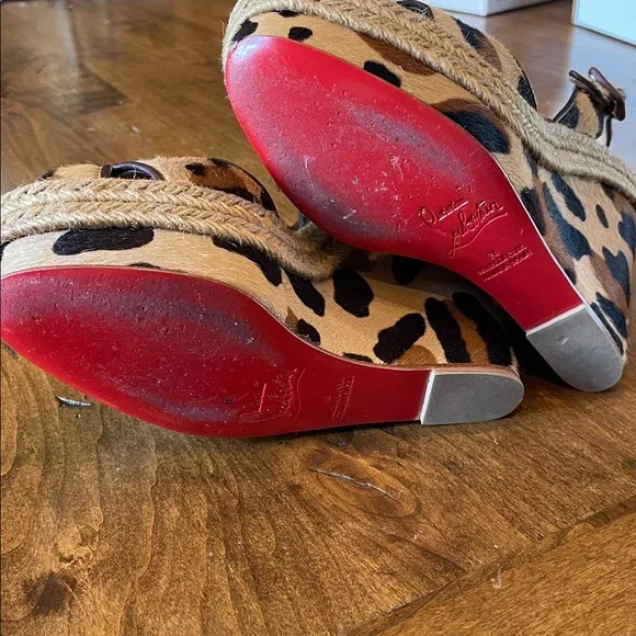 CHRISTIAN LOUBOUTIN Leopard Pony Hair Sandal Espadrilles 36 - Picture 6 of 8